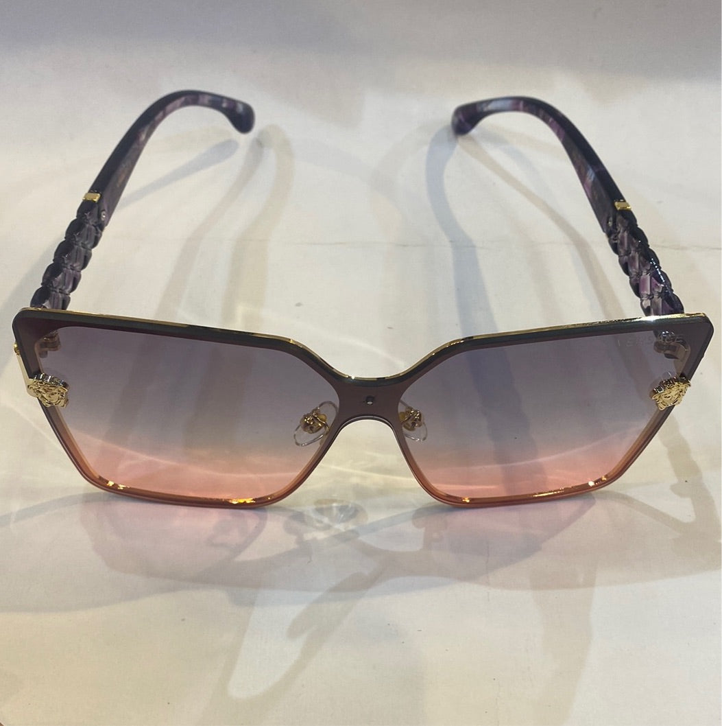 REV Golden Frame Purple Stick Blue Pink Shade Unisex Sunglasses 7912 66 16-143