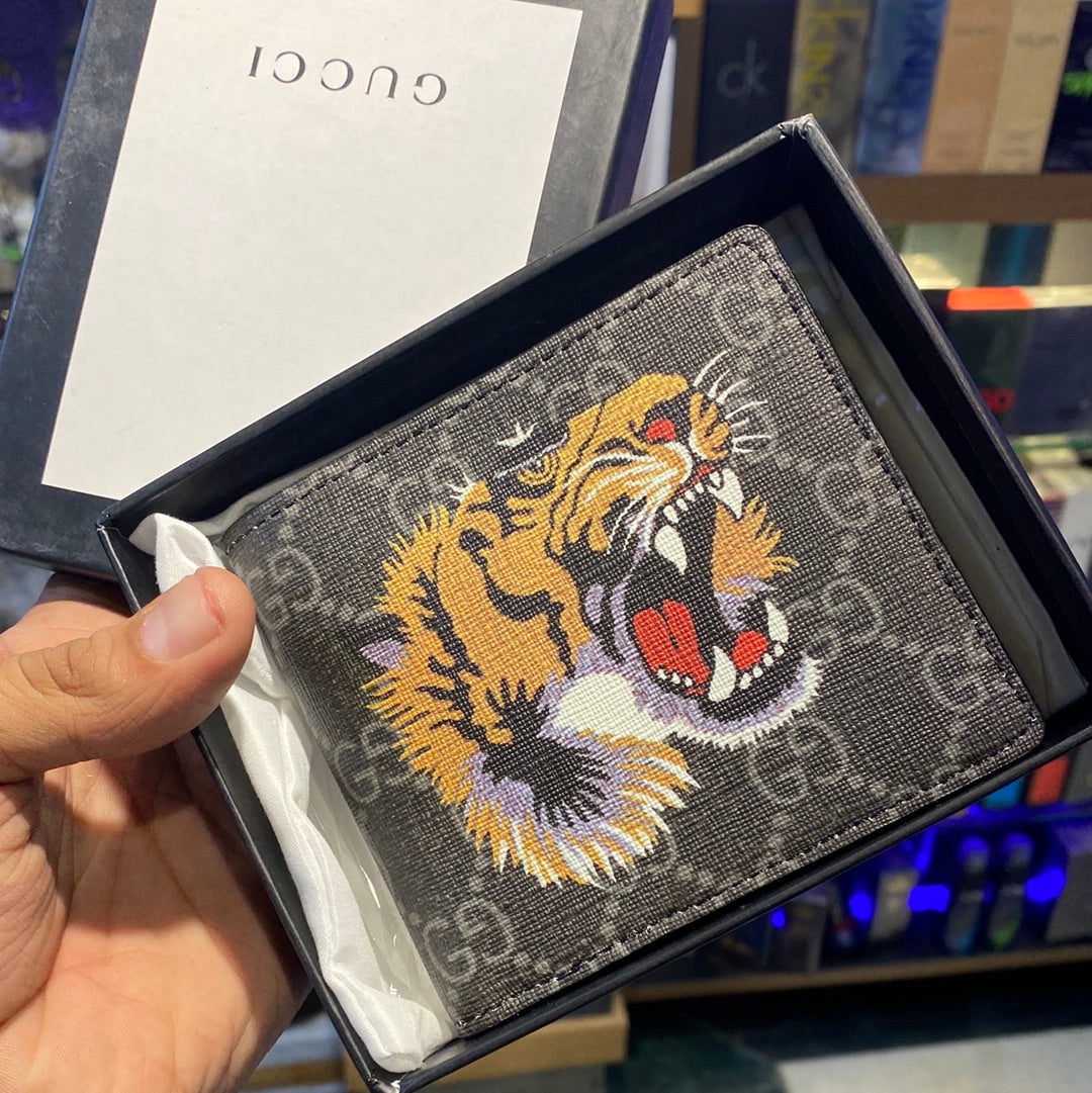 Branded Luxury Italian Leather Wallet Model Silk Screen Black Tiger 60223010