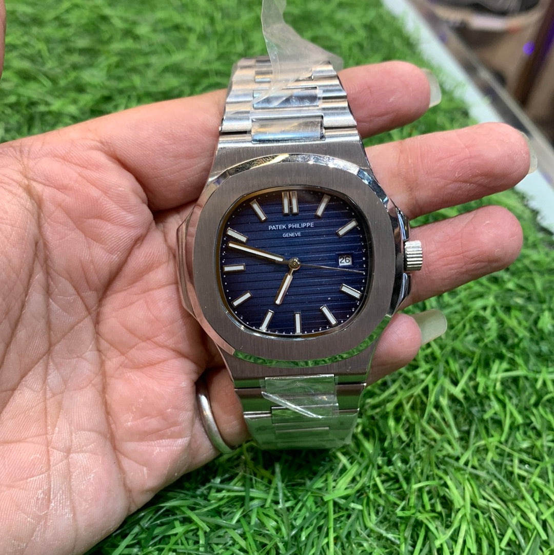 Pp Silver Chain Blue Dial Heavy Men’s Watch