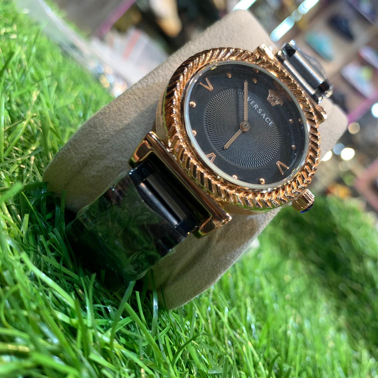 Black Chain Copper Black Dial Ladies Watch