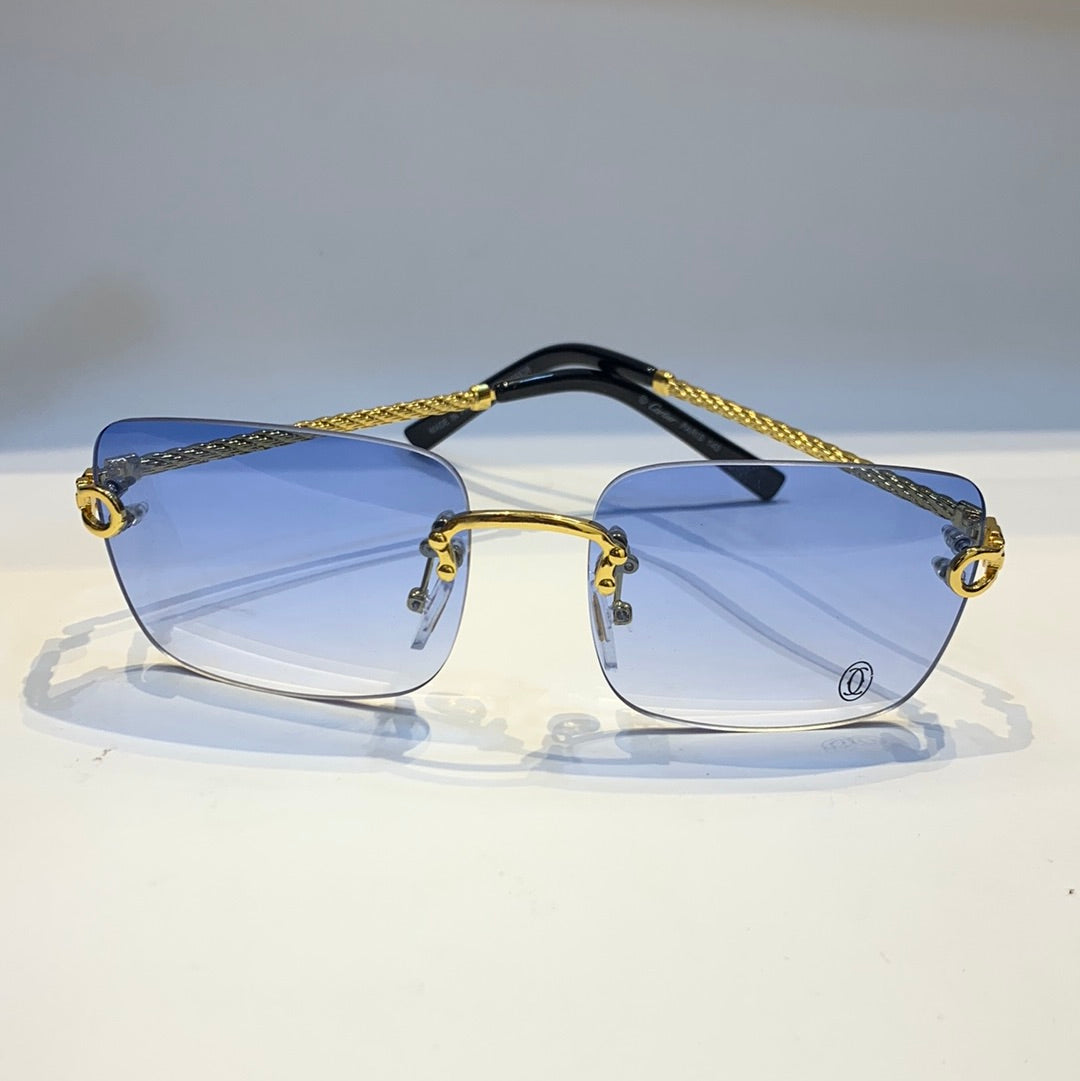 Rac Golden Black Frame Blue White Shade Unisex Sunglass 31399838