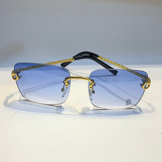 Rac Golden Black Frame Blue White Shade Unisex Sunglass 31399838