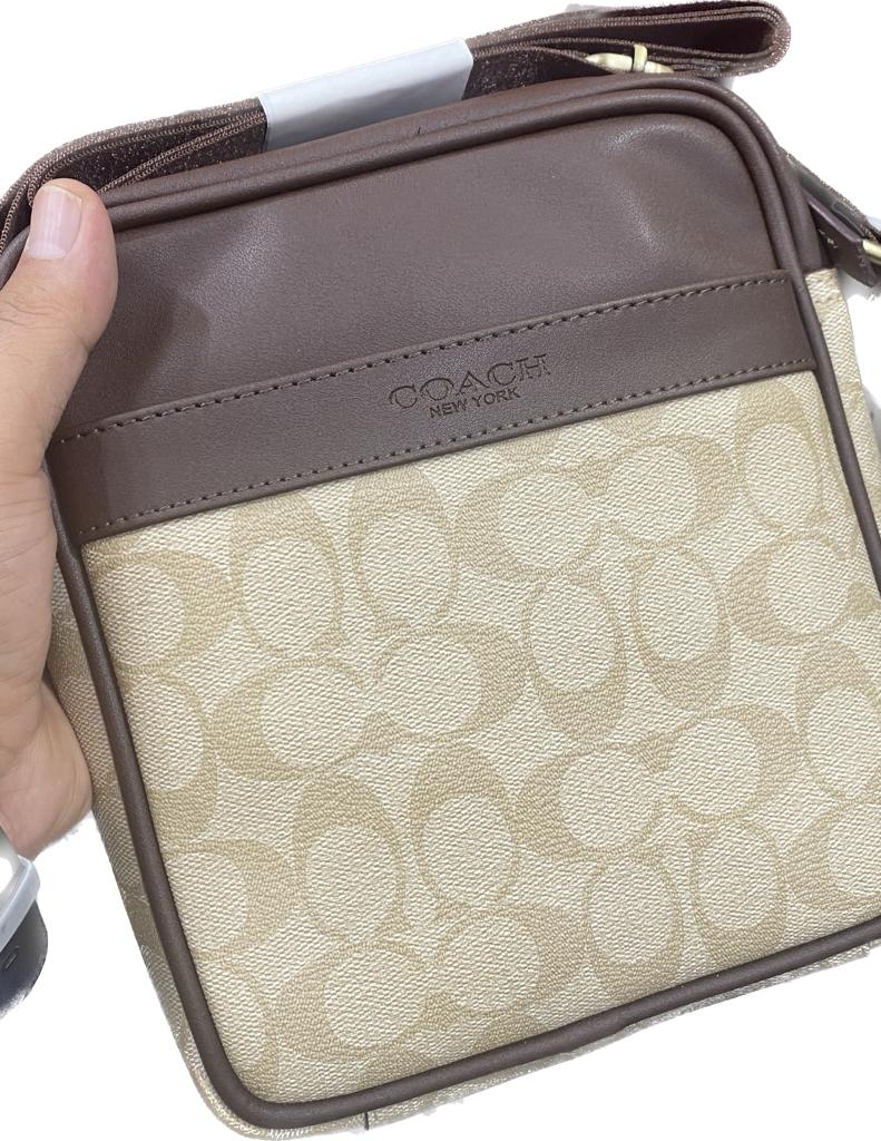 Aoc  Brown Cream Colour Leather Men Sling Bag 730728