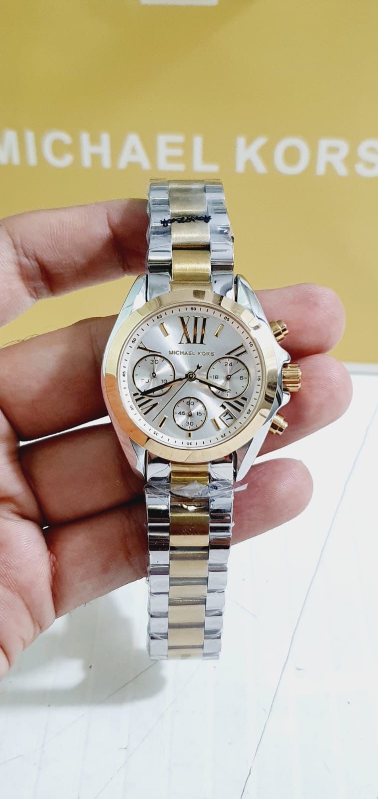 CIM Golden Silver Chain White Dial Ladies Watch