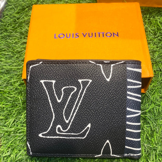 UOL VL Branded Luxury Italian Leather Men Wallet Model Silk Screen Old Flower Blue Flower  60223089