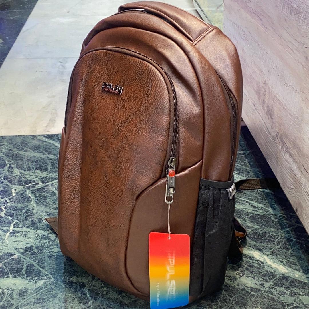 Pulse Leather Backpack Laptop Bag College School Picnic Office