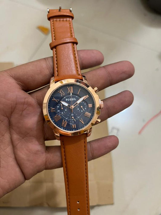 Sof Brown Strap Blue Dial Chrono Watch For Men 901184