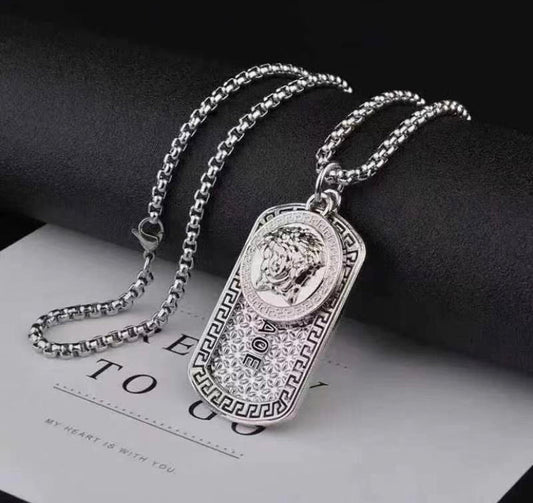 Sliver Ver Face Chain Pendant Necklace Chain 50310