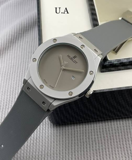 Buh Grey Strap Silver Ring Grey Dial Men Watch