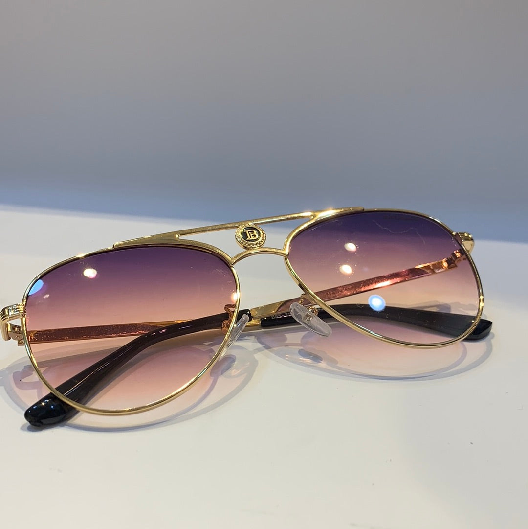 Lab Bal Golden Frame Purple Shade Sunglass B85-72 57 12-142