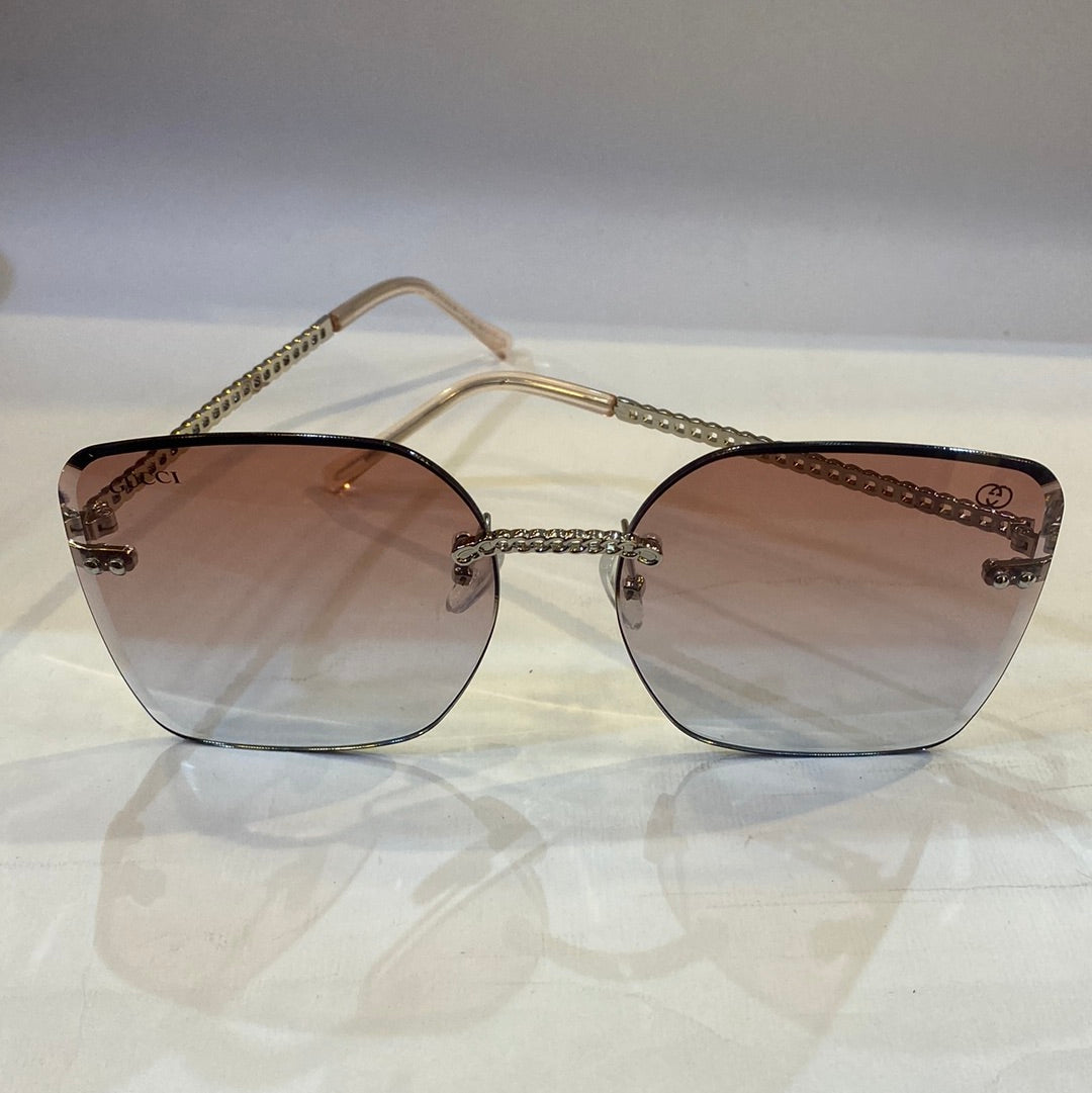 CUG Frameless Silver Stick Pink Blue Shade Sunglass 68122 61 17-145