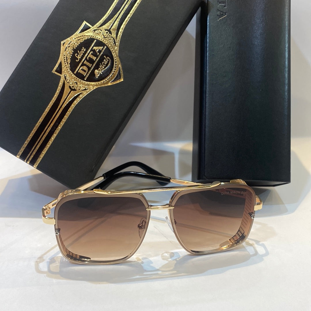 TID Gold Frame Brown Shade Unisex Branded Sunglasses 77 50 18-140