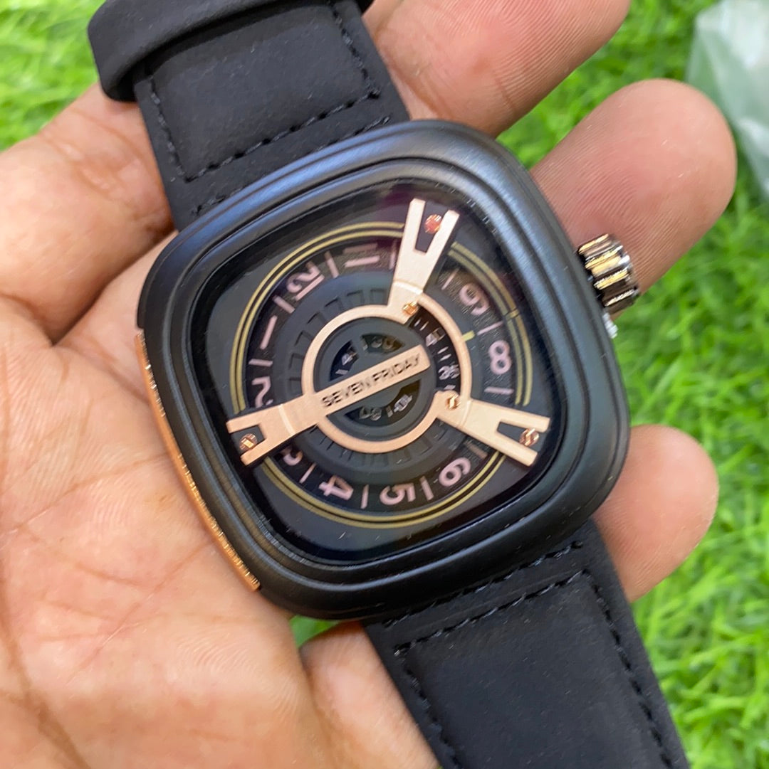 VES Black Square Dialed Fashion Quartz  Men Watch 220528