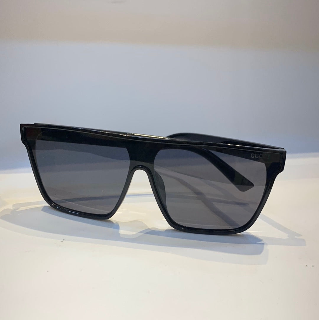 Cug Glossy Black Frame Black Shade Unisex Sunglass GG0268 59 14 145