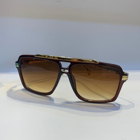 TID Brown Golden Frame Yellow Shade Unisex Sunglass