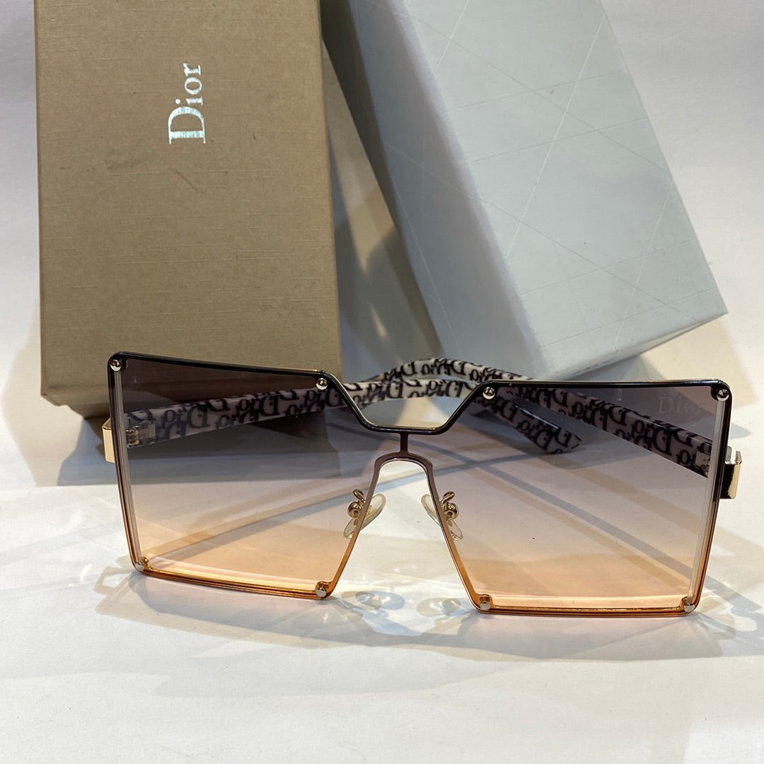 OID Prjnted White Black Frame Brown Shade Unisex Branded Sunglasses