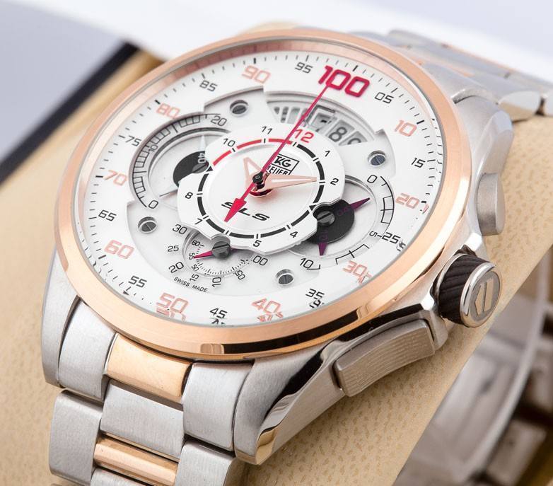 Gat Silver Copper Chain Copper Ring Silver White Dial Chrono Working Men Watch  401216