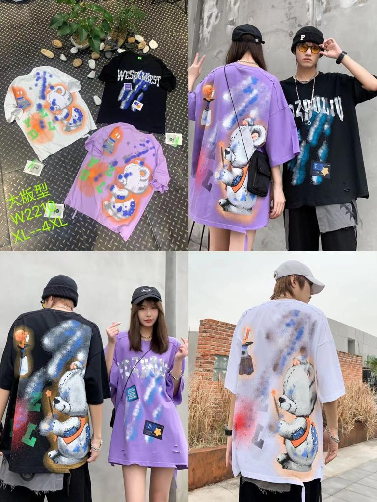 Wesellbest Purple Colour Front And Back Drop Shoulder With Cut Design Lycra Cotton TShirt 298125