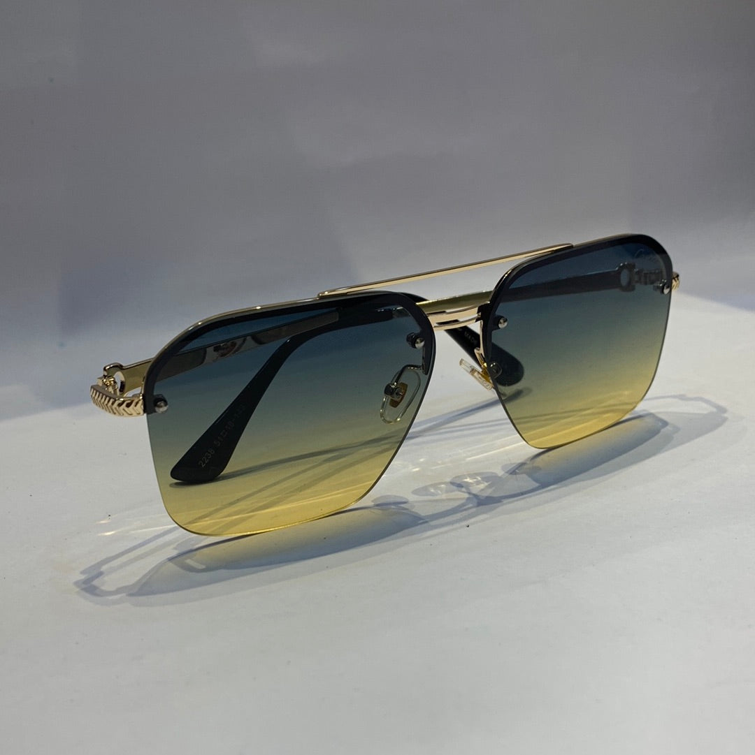 Car rac glossy gold  Frame blue yellow Shade Unisex Sunglass 2238 51 18 143