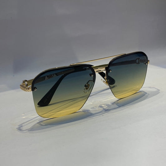 Car rac glossy gold  Frame blue yellow Shade Unisex Sunglass 2238 51 18 143