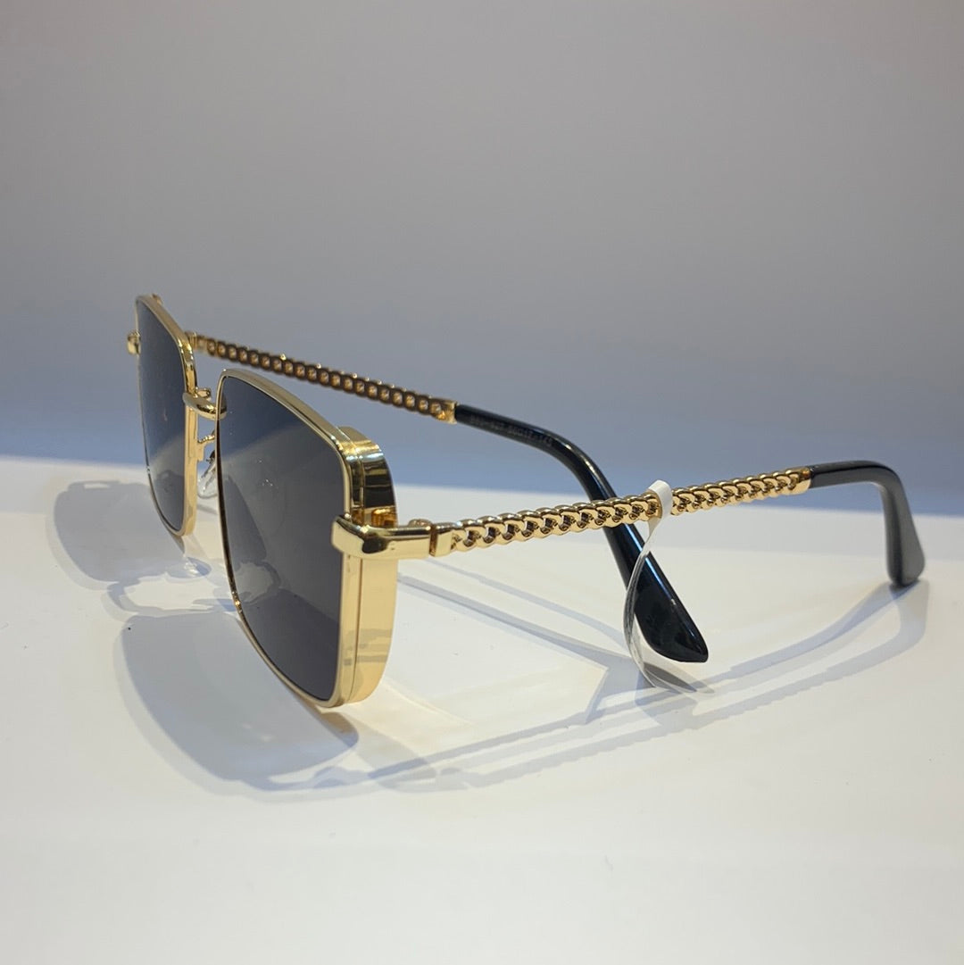 Uol Lou Golden Frame Black Shade Sunglass B80-62756 17-145