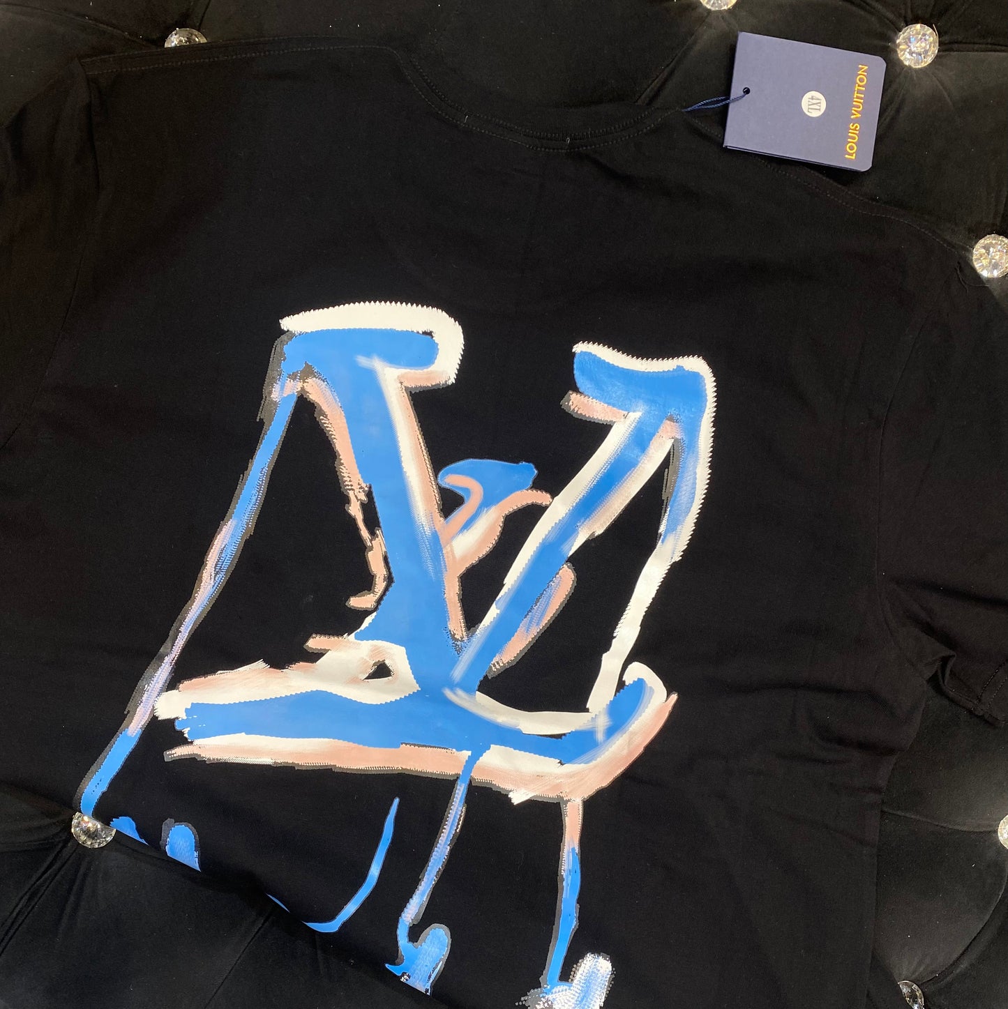 UOL VL Black Colour With UOL VL Multi Colour And Back Print  Lycra Cotton Fabric TShirt 781483