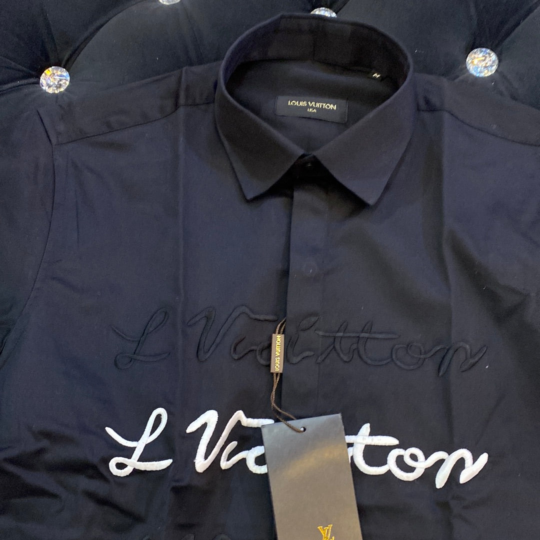 VL UOL LOU Black Colour VL Logo Embroidery Design Imported Lycra Cotton Fabric Men’s Shirt 916301