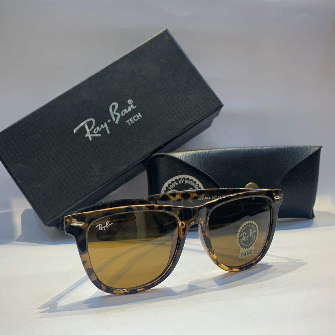 Rb Glossy Leopard Print Brown Shades Sunglasses 2140