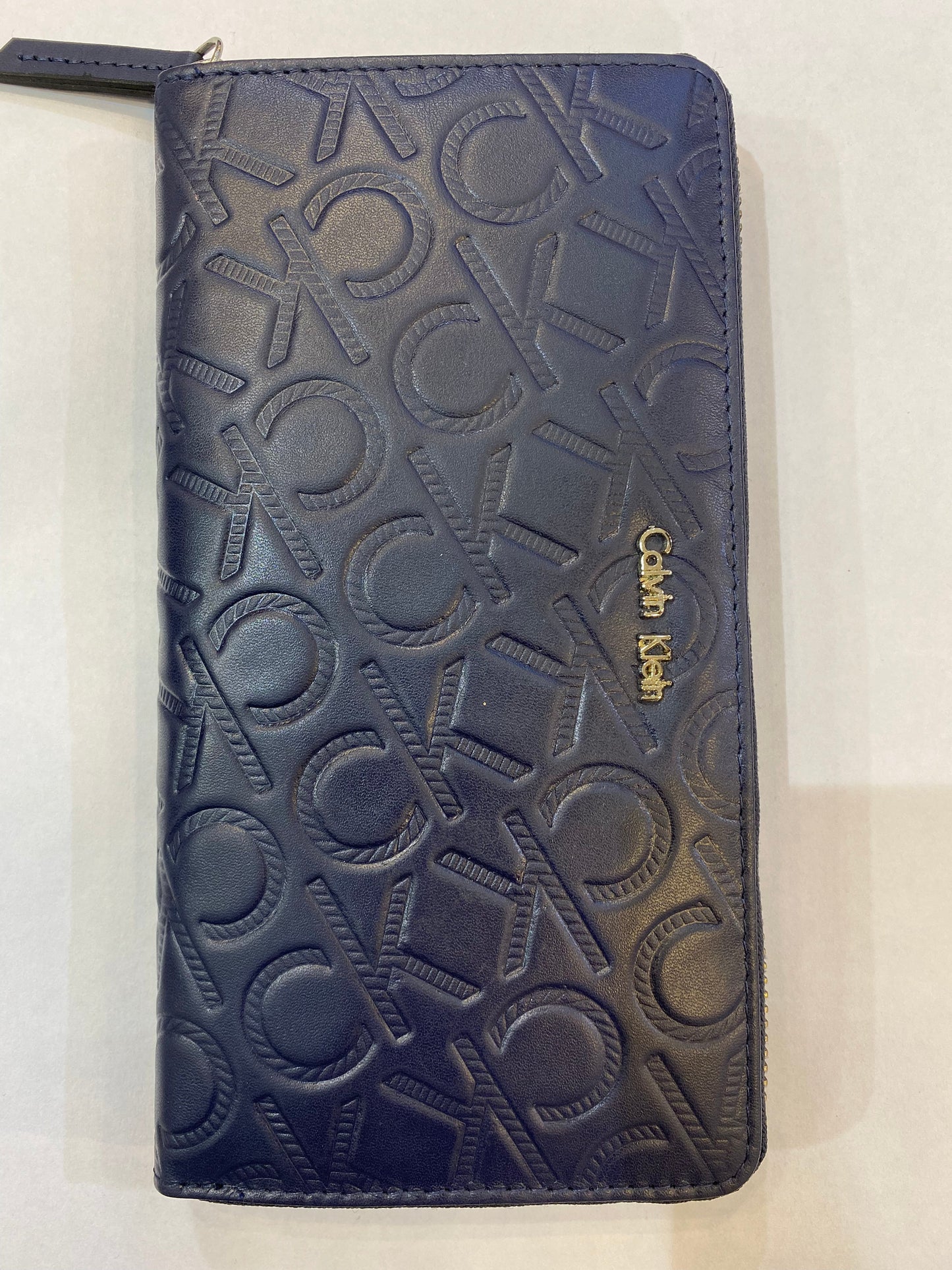 KC LAC Navy Colour With Monogram Genuine Leather Ladies Clutch 074405