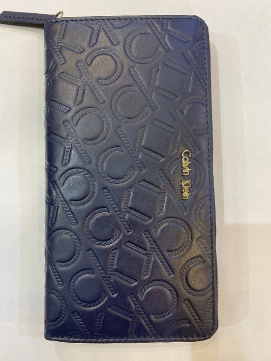 KC LAC Navy Colour With Monogram Genuine Leather Ladies Clutch 074405