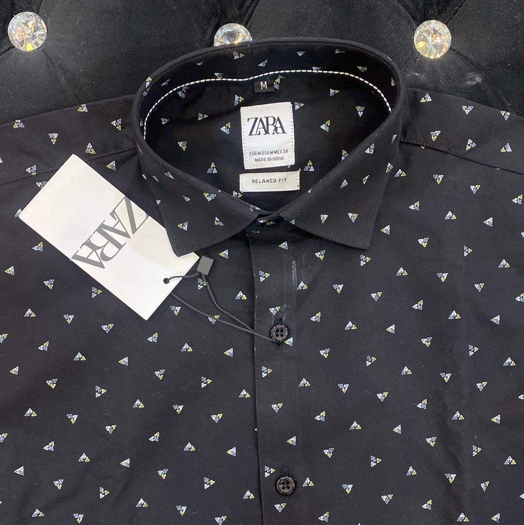 Black Colour ZR Zar Raz With Print Relaxed Fit Branded Shirt 9100
