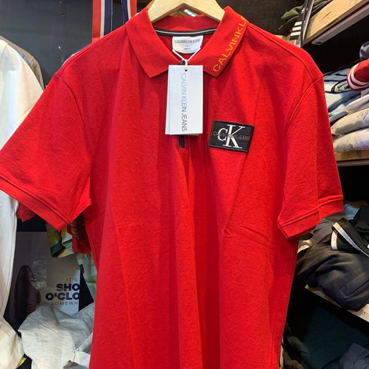 KC Red Colour Black White Print Half Sleeves Collar TShirt 110323 03082023