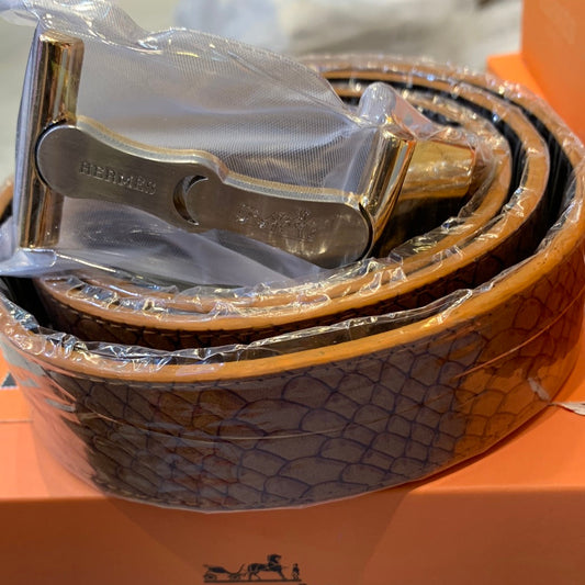 Reh Tan Colour Silver Gold Reh Logo Buckle Men’s Belts 12056