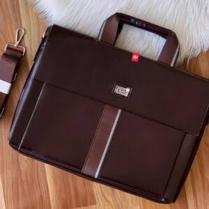 NOM MON Coffee Brown Colour With Multiple Zipper Laptop Bag 3301
