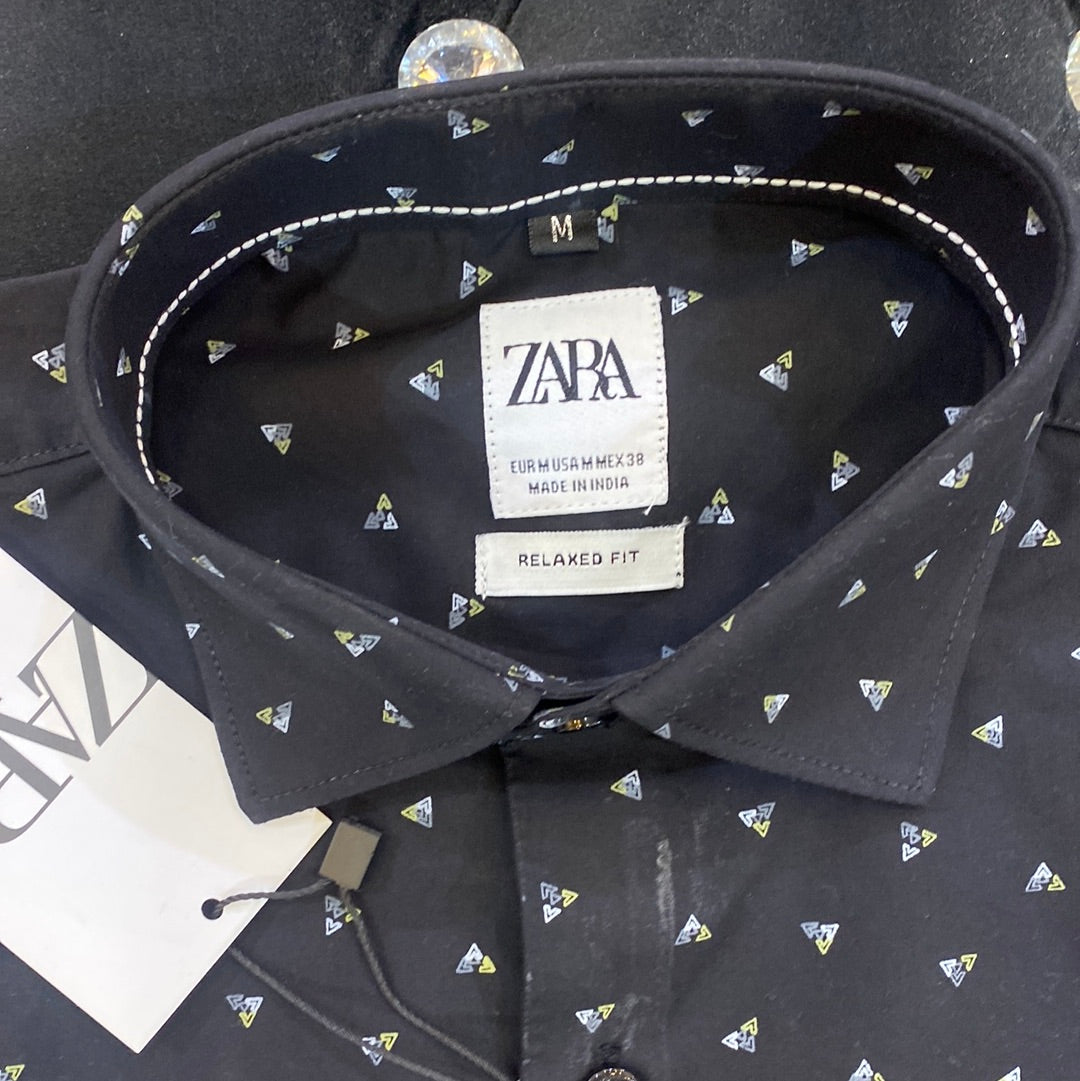 Black Colour ZR Zar Raz With Print Relaxed Fit Branded Shirt 9100