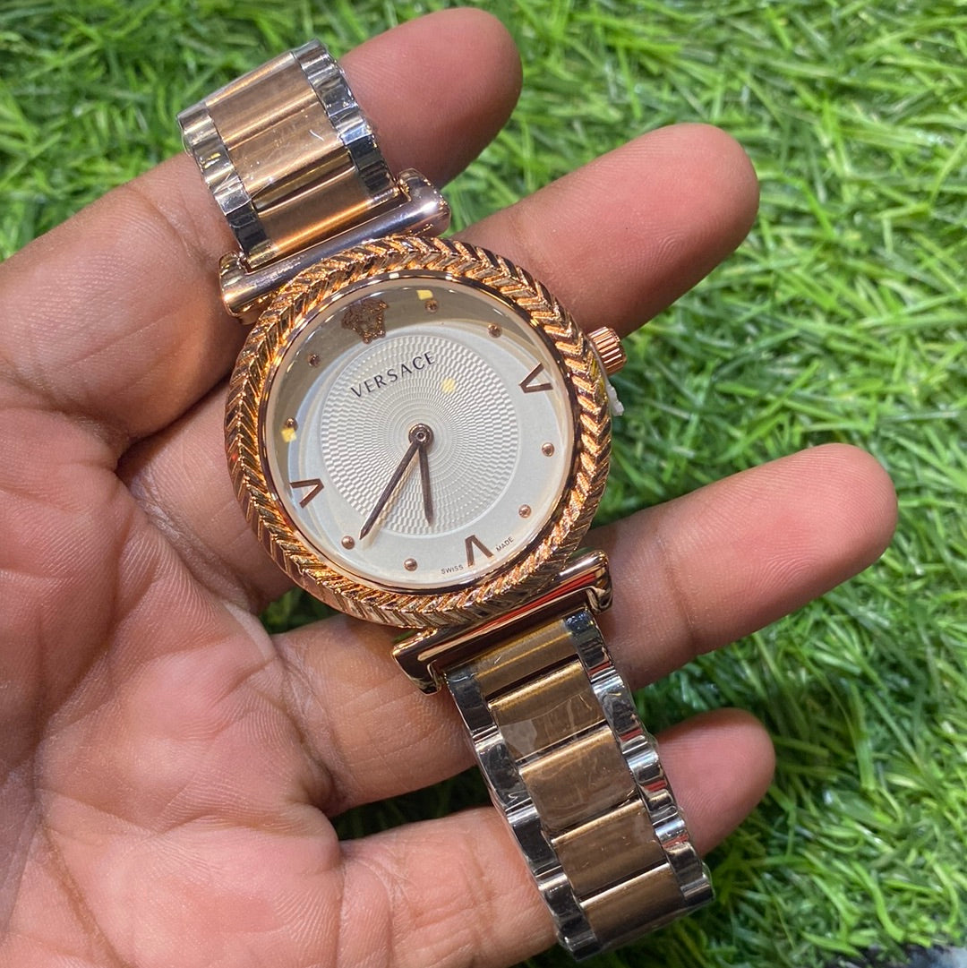 Silver Copper Chain Copper Ring White Dial Ladies Watch   401297