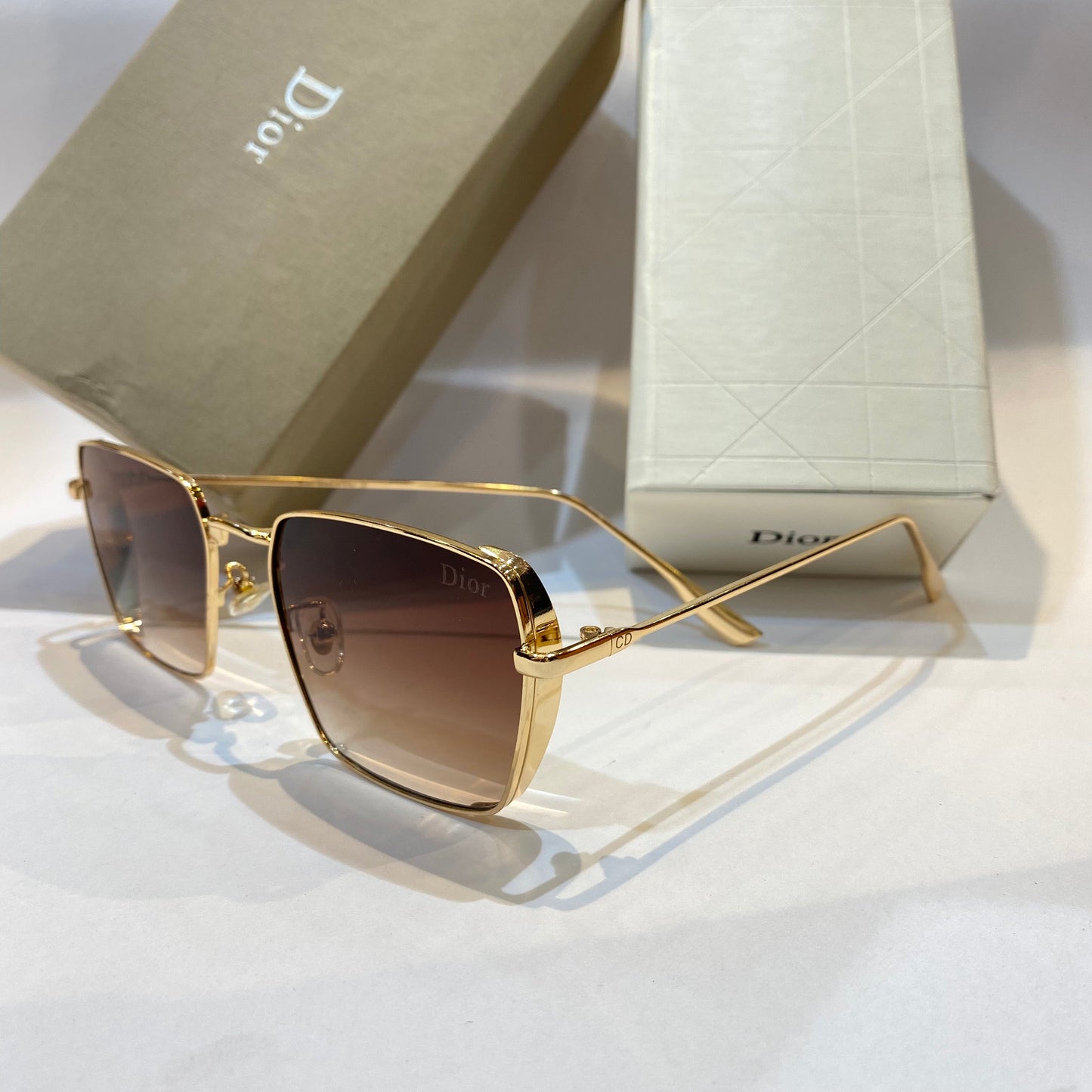 OID Gold Frame Brown Shade Unisex Branded Sunglasses