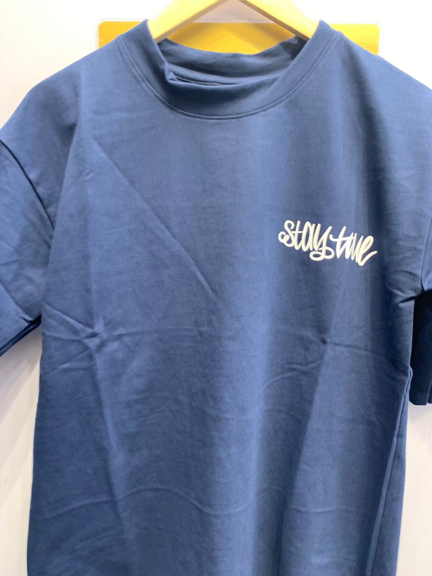 HOPE Navy Blue Colour With Stay Time  Back Print Drop Shoulder TShirt 1105023