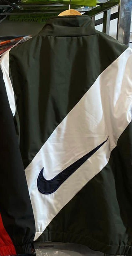 Nik Olive Green White Colour With Nik Navy Blue Logo Parachute jacket