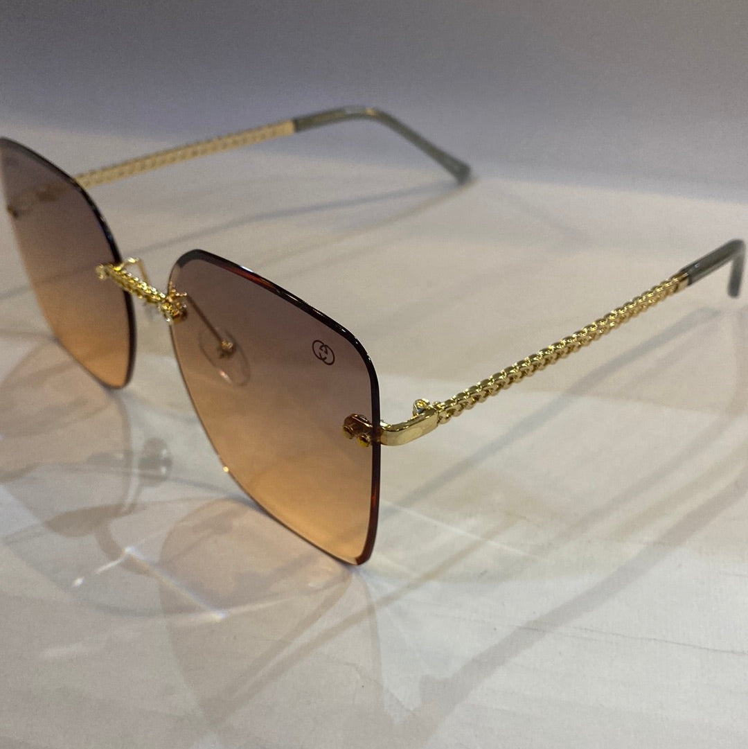 CUG Frameless Golden Stick Orange Shade Sunglass 68122 61 17-145