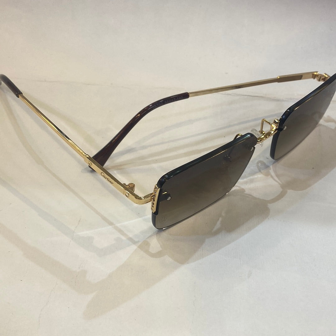 RAC Frameless Golden Stick Brown Shade Unisex Sunglasses 2A742 55 17-140