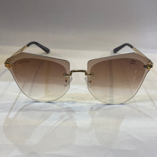 CUG Frameless Golden Stick Brown Shade Sunglass 6872 63 17-145