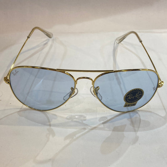 YAR RB Gold Frame Sky Blue Shade Unisex Aviator Sunglass RB 3026 60 14-135