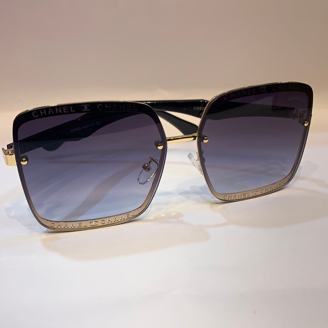 AHC Gold Black Frame Black Shade Unisex Sunglass CN8207 63 14-138