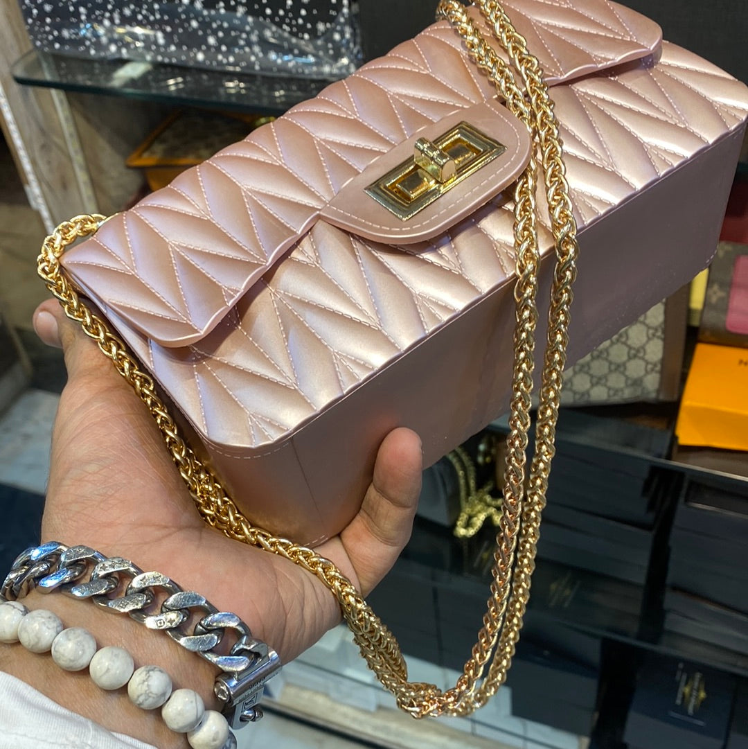 Peach Medium Silicone Ladies Side Sling Hand Bag