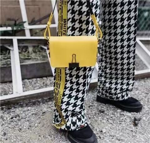 Yellow Colour OFF IHW Fashionable Diag Binder Cilp Bag 9123