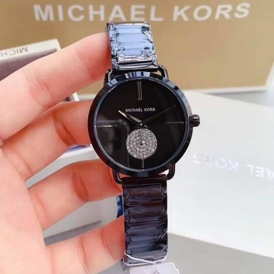 Black Chain Black Dial Ladies Watch