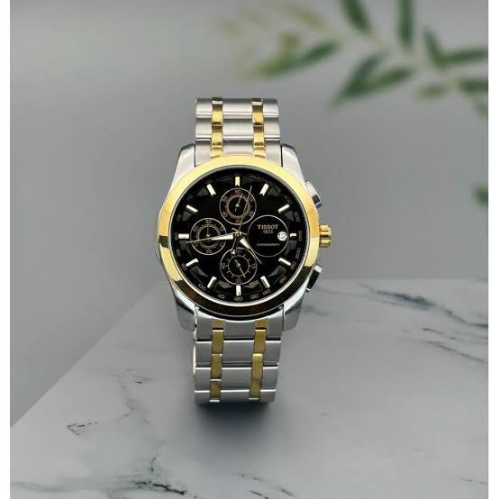Sit Silver Gold Chain Black Dial Men Watch