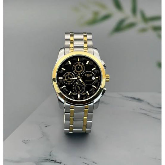 Sit Silver Gold Chain Black Dial Men Watch