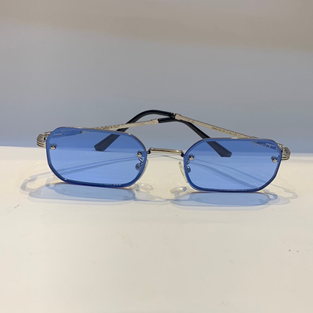 Cug Silver Black Frame Sky Blue Shade Unisex Sunglass WM2103 53 19 -142